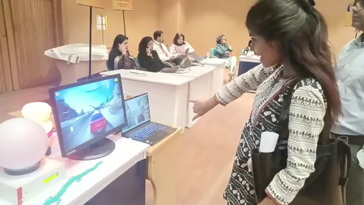 Original exhibition video preview showing a visitor trying gesture-controlled gaming