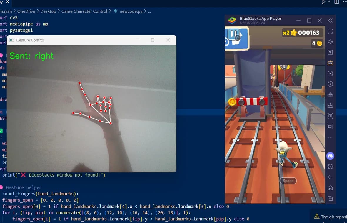 Original hand-gesture game-control demonstration